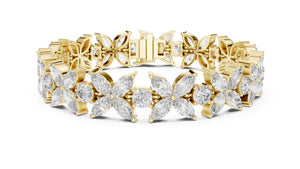 14 Carat Marquise and Round Cut Luxury Diamond Bracelet, Women/Men | 10K, 14K, 18K Gold, 925Silver | Lab Grown Diamond