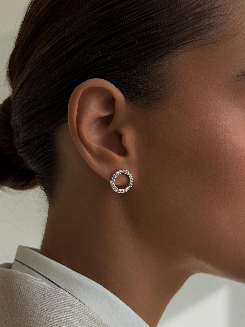 Diamond Halo Stud Earrings: Solid Gold, Sterling Silver
