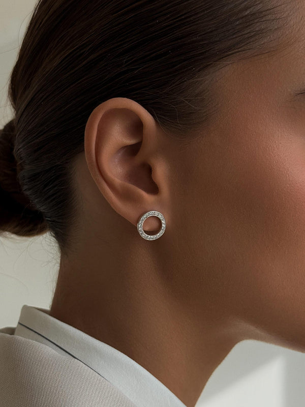 Diamond Halo Stud Earrings: Solid Gold, Sterling Silver