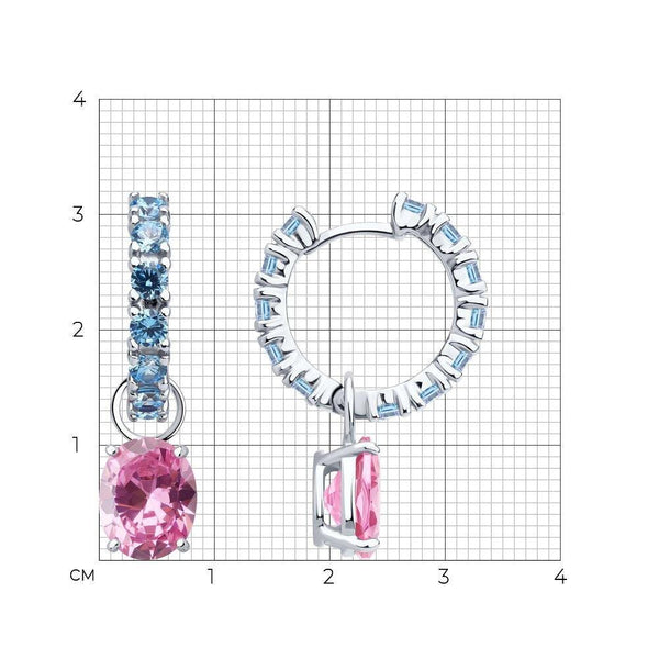 Pink & Blue Oval Drop Earrings, Dual Tone, Drop Earrings | Lab Grown Diamonds | IGI Certified