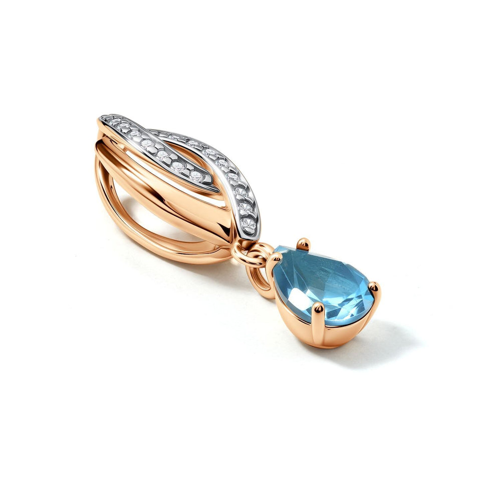 Blue Pear Lab Grown Diamond Pendant Necklace: Crown Design