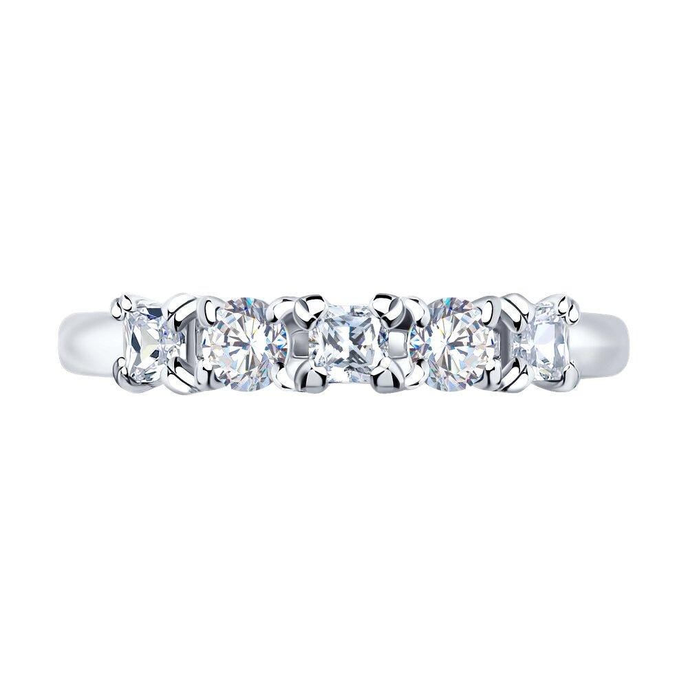 Dainty Lab Grown Diamond Band: Princess & Round Cut, Silver or Gold