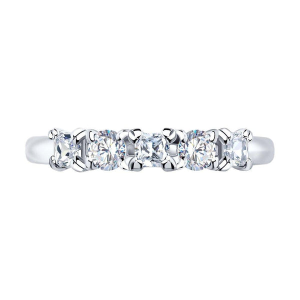 Dainty Lab Grown Diamond Band: Princess & Round Cut, Silver or Gold