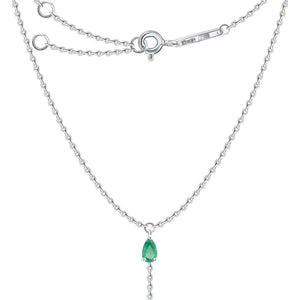 Green Pear Drop Lariat Necklace: 10K/14K/18K Solid Gold, 925 Silver