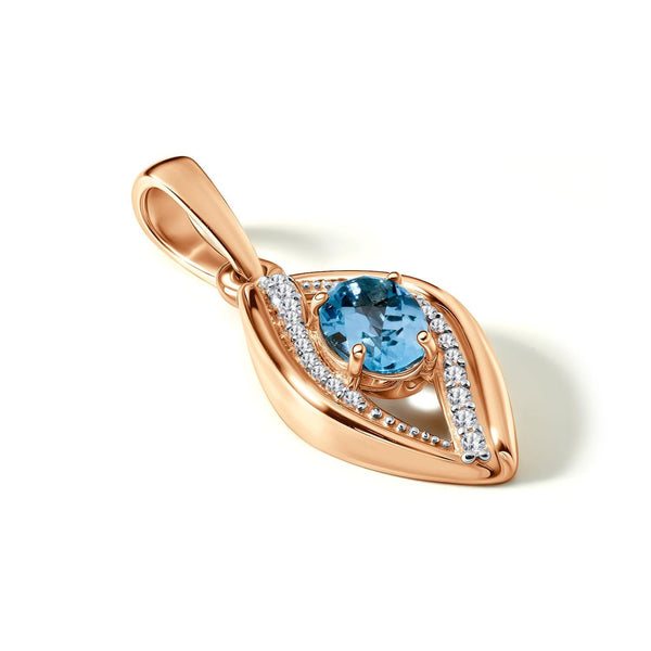 IGI Certified Blue Oval Lab Grown Diamond Pendant Necklace: 925 Silver, 10K/14K/18K Gold