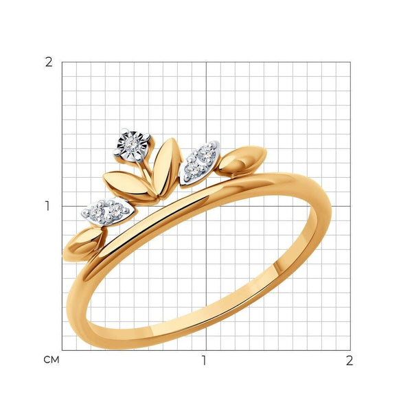 Dainty Lab Grown Diamond Leaf Ring: Crown Design
