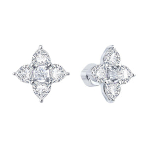 Heart-Shaped Petal Earrings 3.60 Carat | Gold, Silver | Lab Grown Diamonds