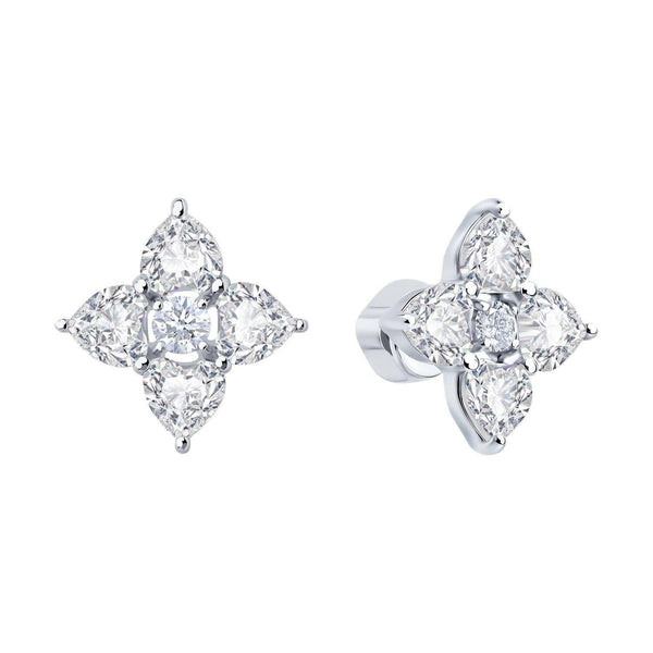 Heart-Shaped Petal Earrings 3.60 Carat | Gold, Silver | Lab Grown Diamonds