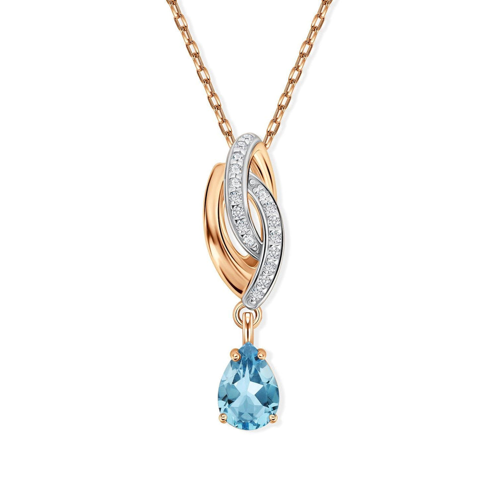 Blue Pear Lab Grown Diamond Pendant Necklace: Crown Design