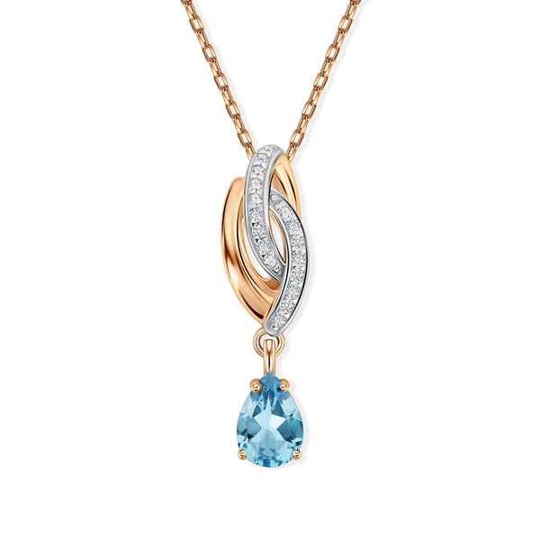 Blue Pear Lab Grown Diamond Pendant Necklace: Crown Design