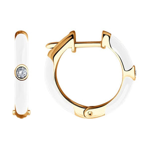 White Enamel Diamond Hoop Earrings: Certified Fine Jewelry