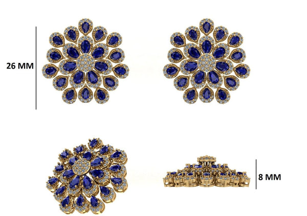 Blue Pear Lab Diamond Floral Earrings: Gold & Silver
