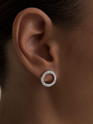 Diamond Halo Stud Earrings: Solid Gold, Sterling Silver