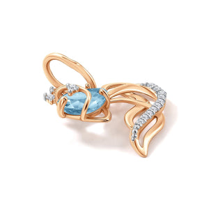 Blue Pear Lab Diamond Heart Pendant: 925 Silver, 10K/14K/18K Gold