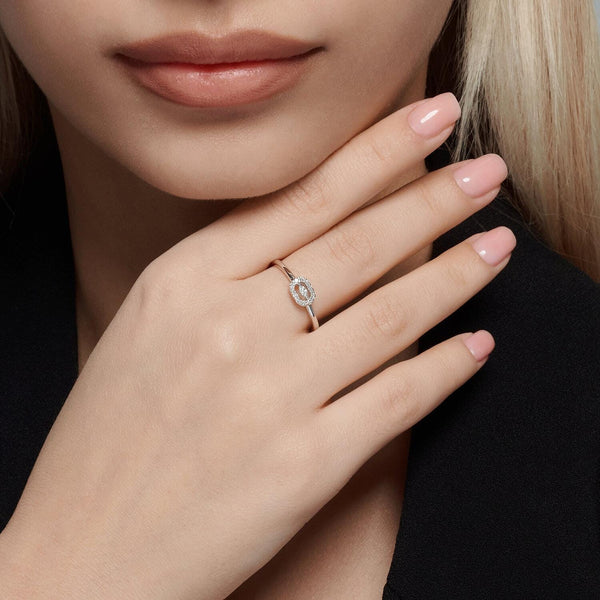 Marquise Halo Lab Diamond Ring: Petite Dainty Stackable Design