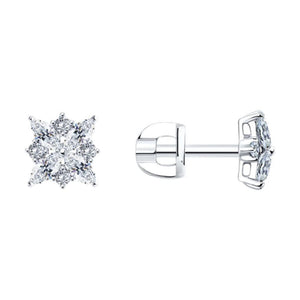 Lab-Grown Diamond Flower Stud Earrings: 1.04ct | Gold, Silver