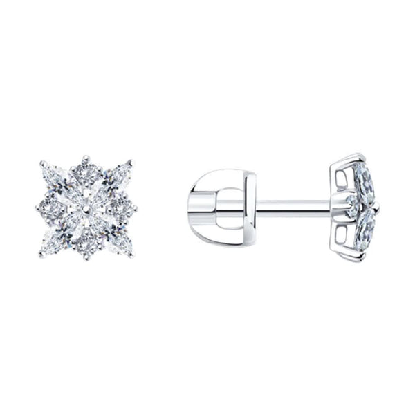 Lab-Grown Diamond Flower Stud Earrings: 1.04ct | Gold, Silver