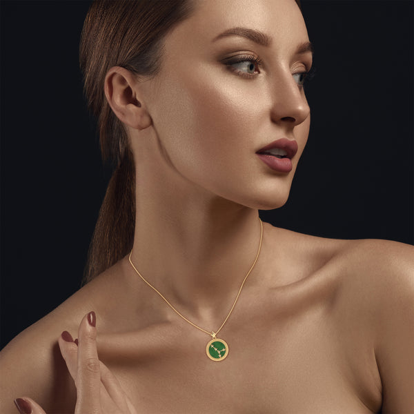 Cancer Zodiac Pendant Necklace, Unisex | 10K, 14K, 18K Gold, 925 Silver | Cable Chain | Lab Grown Diamond