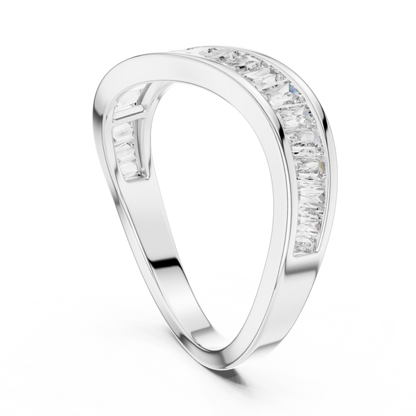 Lab Grown Baguette Diamond Band: Solid Gold, Platinum or Sterling Silver, Wedding Band, Eternity Band, Gift for wife