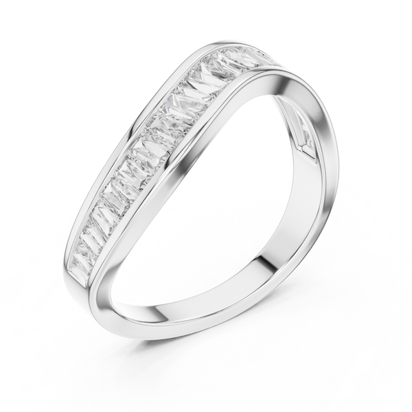 Lab Grown Baguette Diamond Band: Solid Gold, Platinum or Sterling Silver, Wedding Band, Eternity Band, Gift for wife
