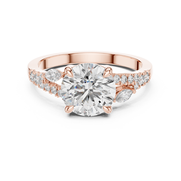 Round Brilliant Lab Diamond Ring Lab Crete Diamond Engagement Ring Vintage Diamond Ring for Women Promise Ring for Her Anniversary Ring Gift
