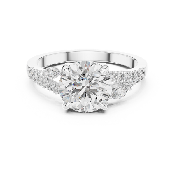 Round Brilliant Lab Diamond Ring Lab Crete Diamond Engagement Ring Vintage Diamond Ring for Women Promise Ring for Her Anniversary Ring Gift
