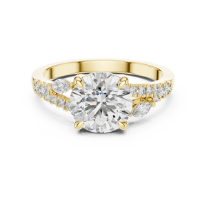 Round Brilliant Lab Diamond Ring Lab Crete Diamond Engagement Ring Vintage Diamond Ring for Women Promise Ring for Her Anniversary Ring Gift