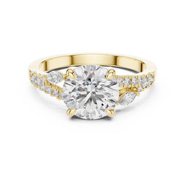 Round Brilliant Lab Diamond Ring Lab Crete Diamond Engagement Ring Vintage Diamond Ring for Women Promise Ring for Her Anniversary Ring Gift