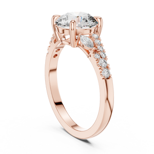Round Brilliant Lab Diamond Ring Lab Crete Diamond Engagement Ring Vintage Diamond Ring for Women Promise Ring for Her Anniversary Ring Gift