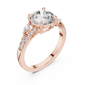 Round Brilliant Lab Diamond Ring Lab Crete Diamond Engagement Ring Vintage Diamond Ring for Women Promise Ring for Her Anniversary Ring Gift