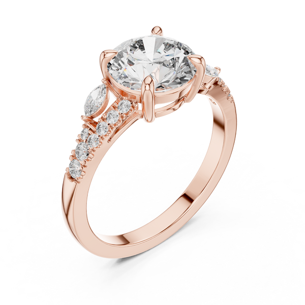 Round Brilliant Lab Diamond Ring Lab Crete Diamond Engagement Ring Vintage Diamond Ring for Women Promise Ring for Her Anniversary Ring Gift