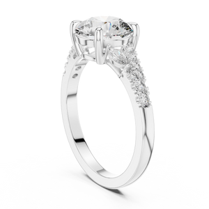 Round Brilliant Lab Diamond Ring Lab Crete Diamond Engagement Ring Vintage Diamond Ring for Women Promise Ring for Her Anniversary Ring Gift