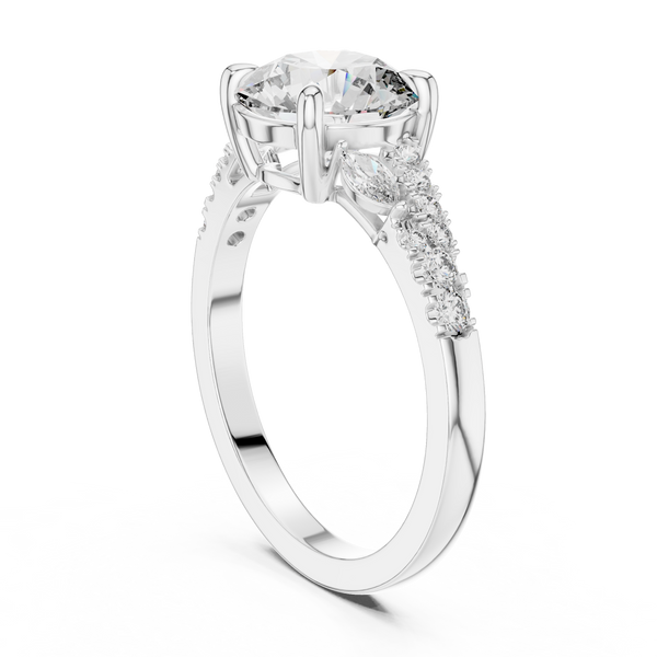 Round Brilliant Lab Diamond Ring Lab Crete Diamond Engagement Ring Vintage Diamond Ring for Women Promise Ring for Her Anniversary Ring Gift