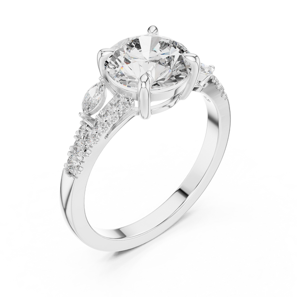 Round Brilliant Lab Diamond Ring Lab Crete Diamond Engagement Ring Vintage Diamond Ring for Women Promise Ring for Her Anniversary Ring Gift