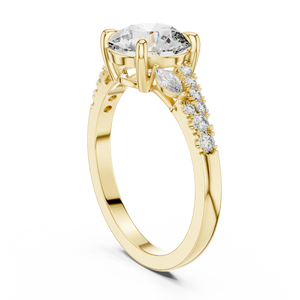 Round Brilliant Lab Diamond Ring Lab Crete Diamond Engagement Ring Vintage Diamond Ring for Women Promise Ring for Her Anniversary Ring Gift