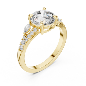 Round Brilliant Lab Diamond Ring Lab Crete Diamond Engagement Ring Vintage Diamond Ring for Women Promise Ring for Her Anniversary Ring Gift