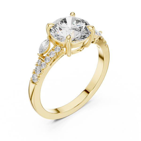 Round Brilliant Lab Diamond Ring Lab Crete Diamond Engagement Ring Vintage Diamond Ring for Women Promise Ring for Her Anniversary Ring Gift