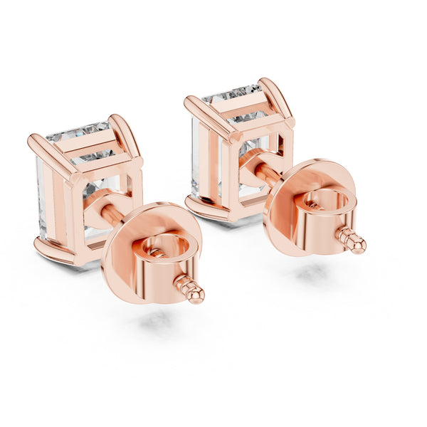 IGI Certified Emerald Cut Diamond Stud Earrings | Lab Grown Diamond | 10K, 14K, 18K Solid Gold or 925 Silver