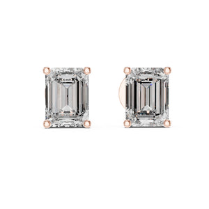 IGI Certified Emerald Cut Diamond Stud Earrings | Lab Grown Diamond | 10K, 14K, 18K Solid Gold or 925 Silver