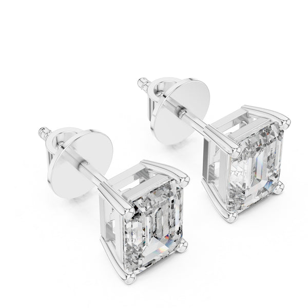 IGI Certified Emerald Cut Diamond Stud Earrings | Lab Grown Diamond | 10K, 14K, 18K Solid Gold or 925 Silver