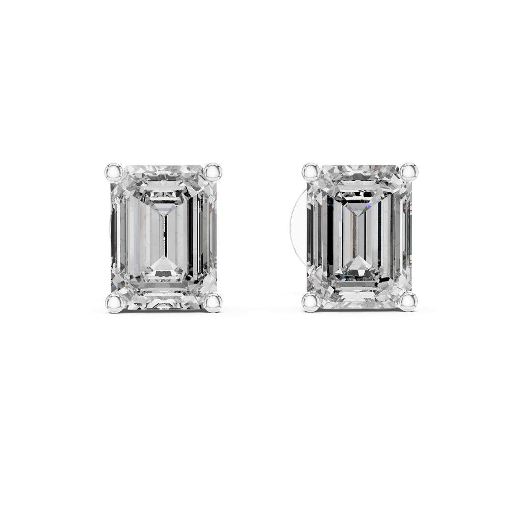 IGI Certified Emerald Cut Diamond Stud Earrings | Lab Grown Diamond | 10K, 14K, 18K Solid Gold or 925 Silver