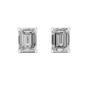 IGI Certified Emerald Cut Diamond Stud Earrings | Lab Grown Diamond | 10K, 14K, 18K Solid Gold or 925 Silver
