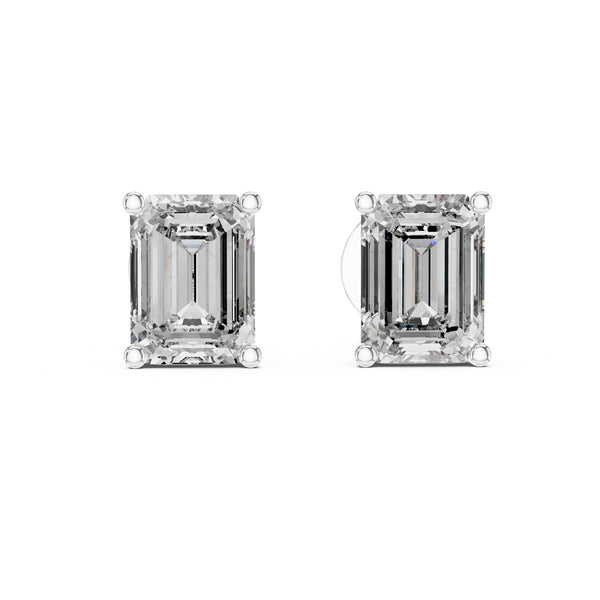 IGI Certified Emerald Cut Diamond Stud Earrings | Lab Grown Diamond | 10K, 14K, 18K Solid Gold or 925 Silver