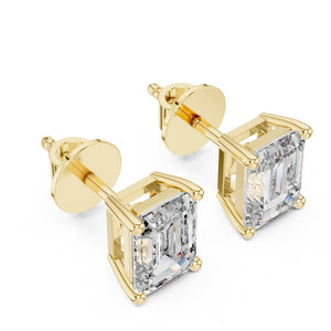 IGI Certified Emerald Cut Diamond Stud Earrings | Lab Grown Diamond | 10K, 14K, 18K Solid Gold or 925 Silver