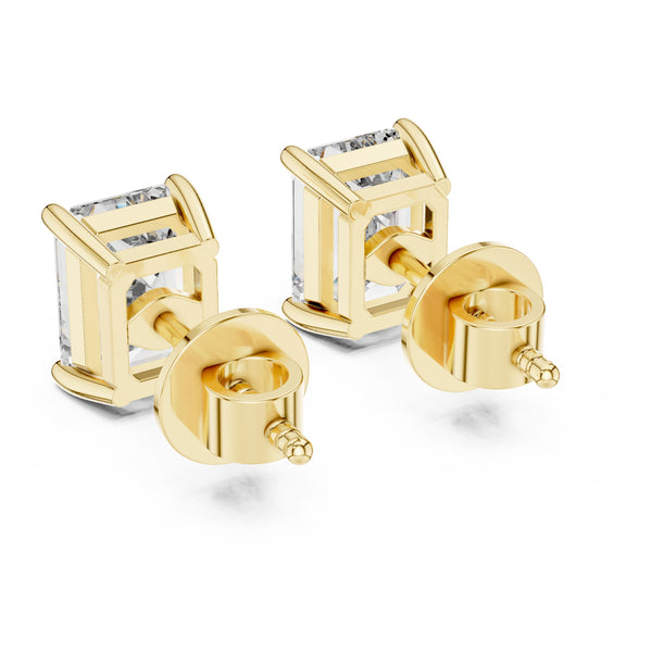 IGI Certified Emerald Cut Diamond Stud Earrings | Lab Grown Diamond | 10K, 14K, 18K Solid Gold or 925 Silver