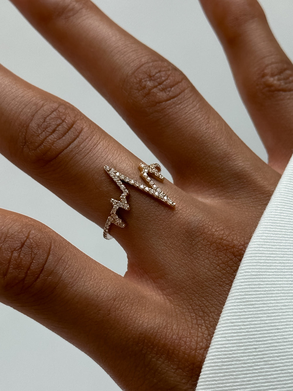 Heartbeat Lab Grown Diamond Ring: 14K Gold Pulse Line Band