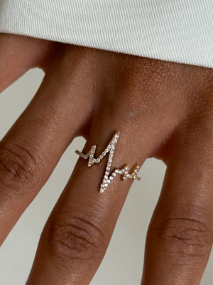 Heartbeat Lab Grown Diamond Ring: 14K Gold Pulse Line Band