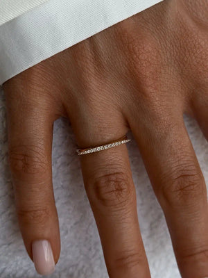Dainty Lab Grown Diamond Bar Ring: 10K/14K/18K Solid Gold, 925 Silver