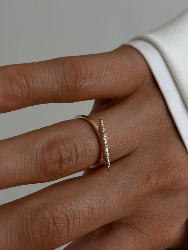 Dainty Lab Grown Diamond Bar Ring: 10K/14K/18K Solid Gold, 925 Silver