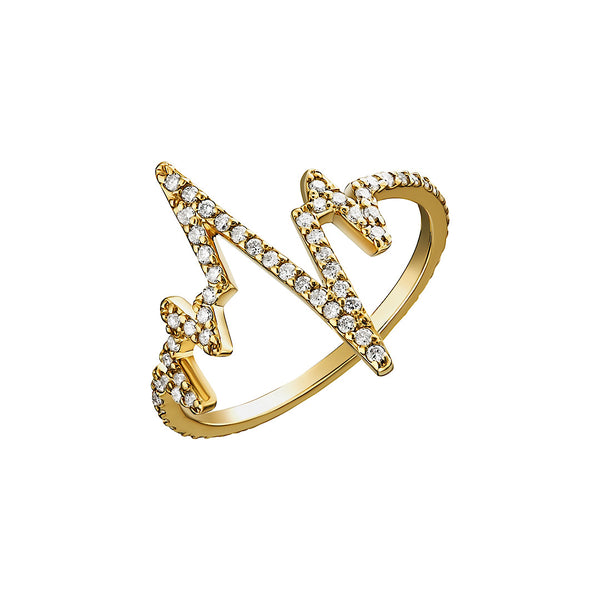 Heartbeat Lab Grown Diamond Ring: 14K Gold Pulse Line Band